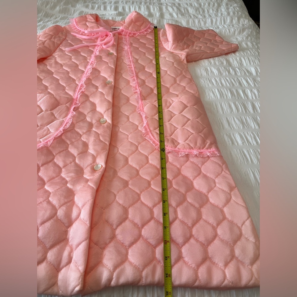 VINTAGE Hamilton Lingerie Pink Quilted Housecoat Robe Made Canada Retro 60's - Picture 13 of 15